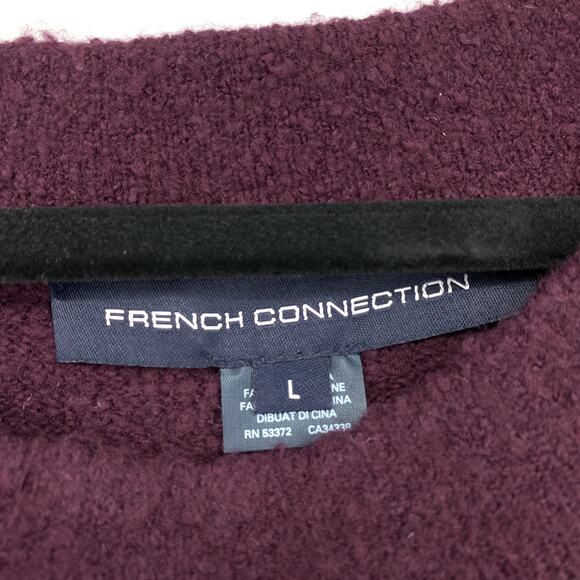 French Connection Oversized Sweater Seamed Front Womens Size L Purple Burgundy - Picture 5 of 6